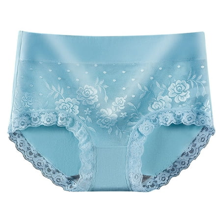Cotton Panty Underwear Women Breathable Comfortable Briefs High Waist Butt-lifting Everyday Comfort Panties (XX-Large  Light Blue)