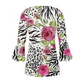 thumbnail image 5 of ICHUANYI Clearance Women's Casual Trumpet 3/4 Sleeve Printed Buttoned Basic Ruched Corset Tunic Tops Pleated T-shirts Blouses(Black, S) ICHUANYI WER2023081107429, 5 of 5
