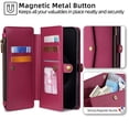 thumbnail image 5 of Compatible with Google Pixel 9 / 9 Pro Crossbody Wallet Case,Flip Folding Kickstand,With Card Slots,Long Strap&Short Strap,Zipper Pocket,Shockproof Heavy Duty PU Leather Phone Case,Red, 5 of 8