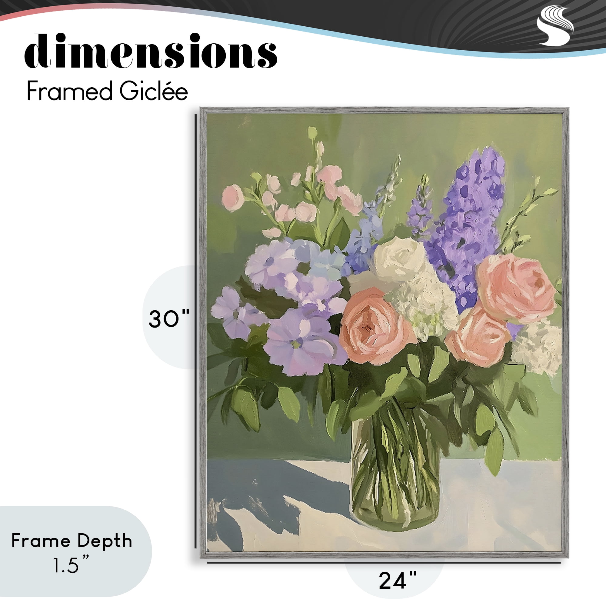 Stupell Industries Mixed Roses & Lilacs Bouquet Gray Framed Giclee Art, design by The Prints Vibe