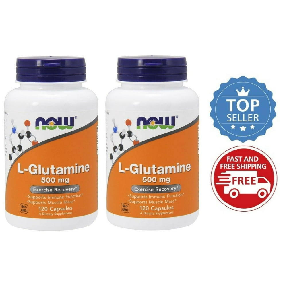 Now Foods, LGlutamine, 500 mg, 120 Capsules, 2 Pack