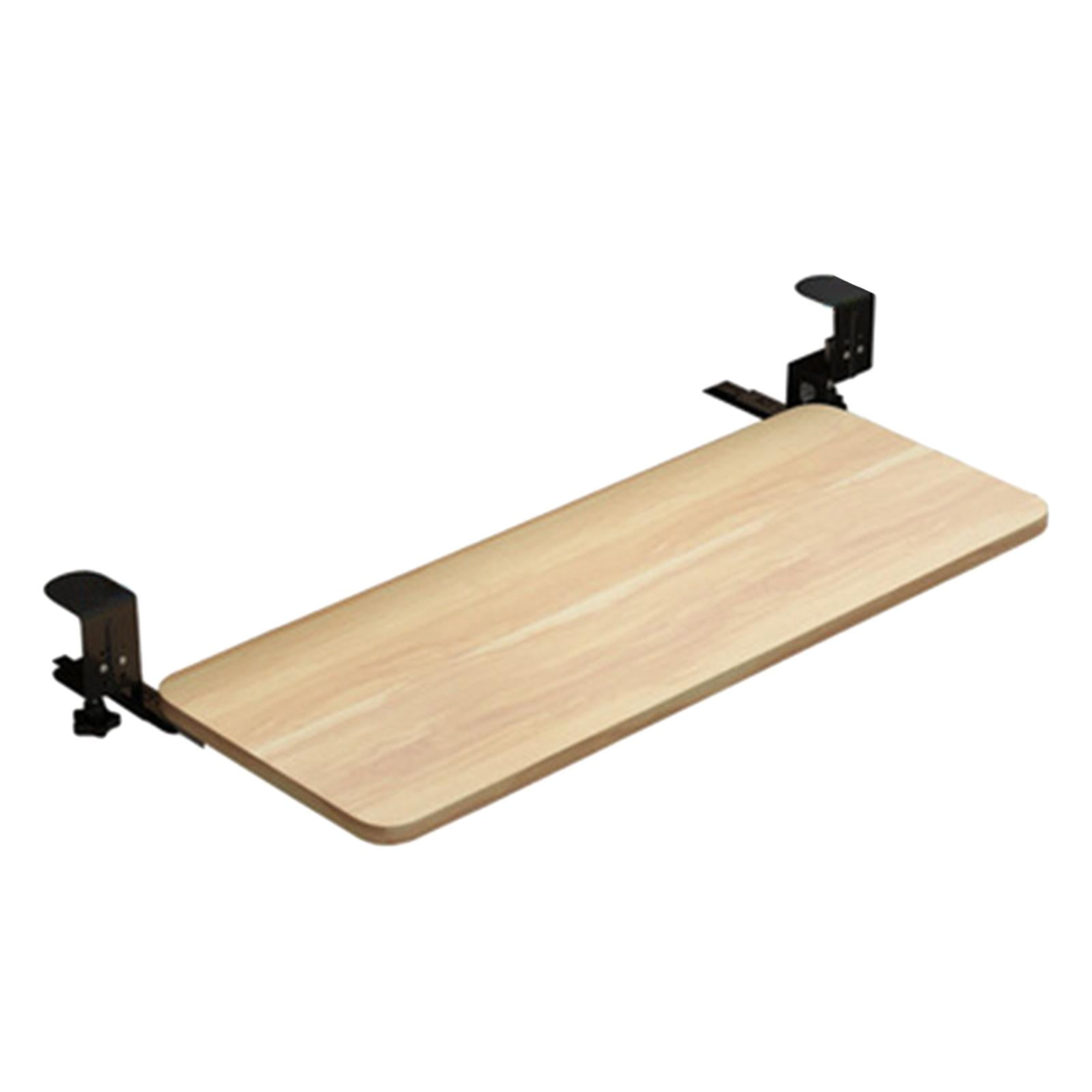 Large Keyboard Tray under Computer Table Clamp Mount Pull Out Platform Ergonomic adjustable Comfortable Stand Bracket for Laptop Wood Color