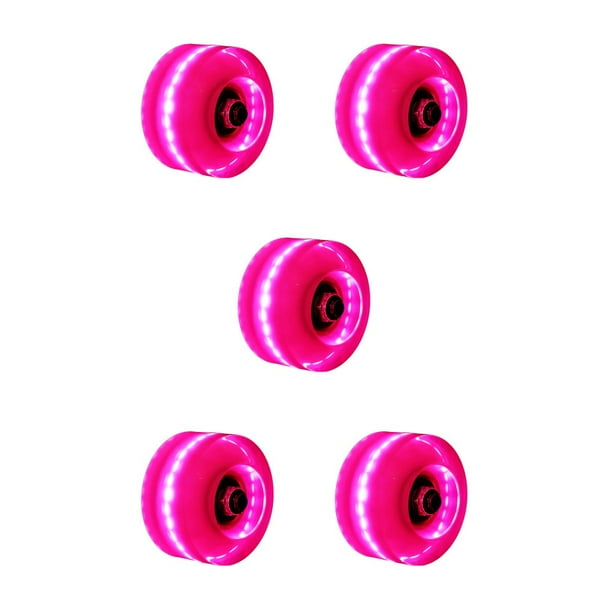 Soidarity Light Up Quad Roller Good Grip LED Ruedas de patín redondas Reducción de la fricción Rueda de doble Alta dureza Outdoor Girl Pink / Type2 NO2