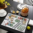 thumbnail image 3 of Green Funny Words Placemats Set of 6, Cartoon Luck New Job Placemats for Dining Table, Place Mats for Kitchen Tabletop, Waterproof Wipeable Dining Table Mats Set, 3 of 9