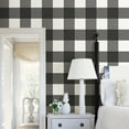 thumbnail image 3 of NuWallpaper Charcoal Farmhouse Plaid Vinyl Peel And Stick Wallpaper, 216-in by 20.5-in, 30.75 sq. ft., 3 of 8