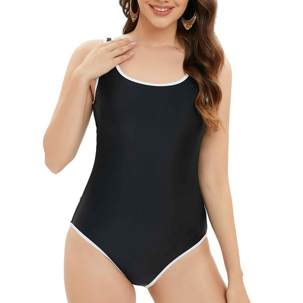 zanvin Women’s One Piece Swimsuits Modest Swim Dress Tummy Straps Bathing  Suit,Black,XXL