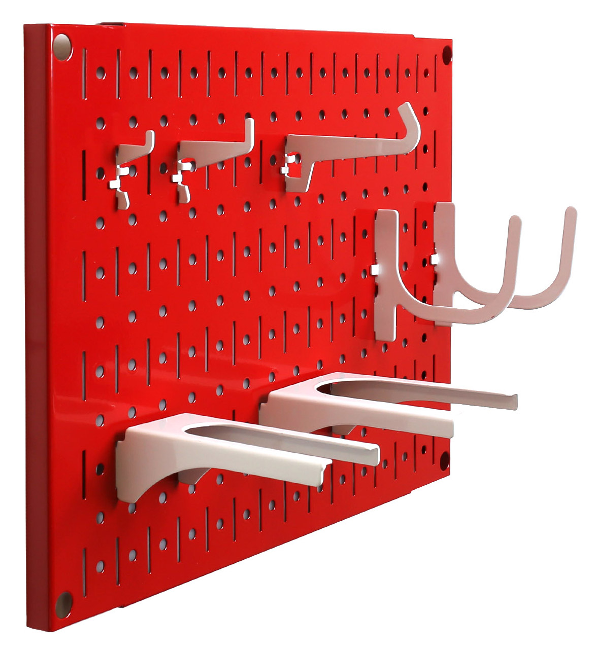 Pegboard Wall Organizer Tiles - Wall Control Modular Metal Pegboard Tiling Set - Four 12-Inch Tall x 16-Inch Wide Red Peg Board Panel Wall Storage Tiles - Easy to Install (Red) - image 4 of 10