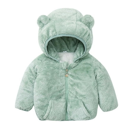 

ZCFZJW Toddler Baby Girls Boys Fleece Hoodie Jacket Coat Winter Warm Zipper Cardigan Pocket Coat Outwear with Ears for Infant Kids Children 3-9 Years(Green 8-9 Years)