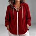thumbnail image 2 of NominalSnug Zip up Hoodies for Women Long Sleeve Top Hooded Sweatshirts Loose Fit Jackets with Pocket, 2 of 7