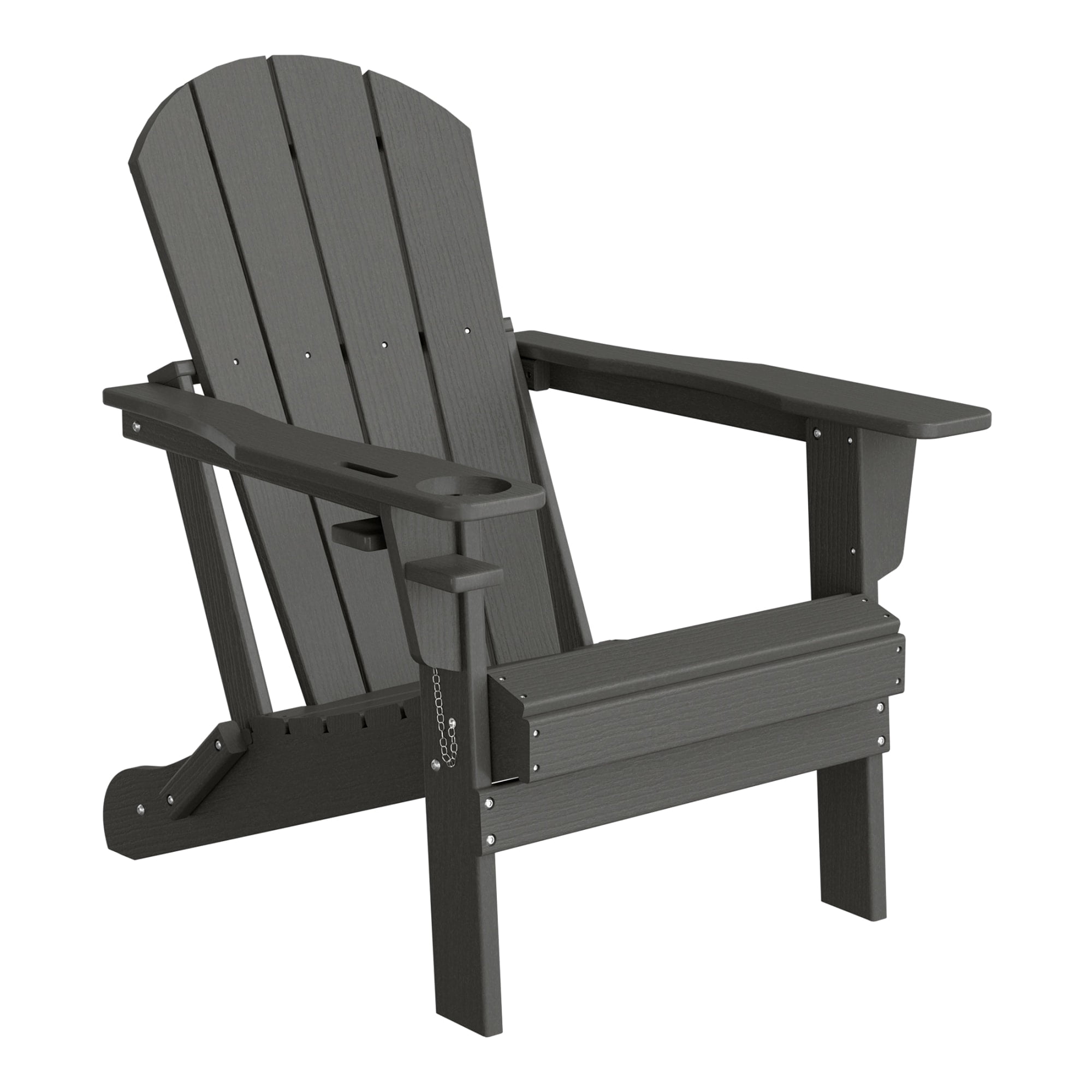 WestinTrends Nantucket Outdoor Patio HDPE Resin Folding Adirondack Chairs With Cup Holder and Phone Holder (Set of Two), Gray