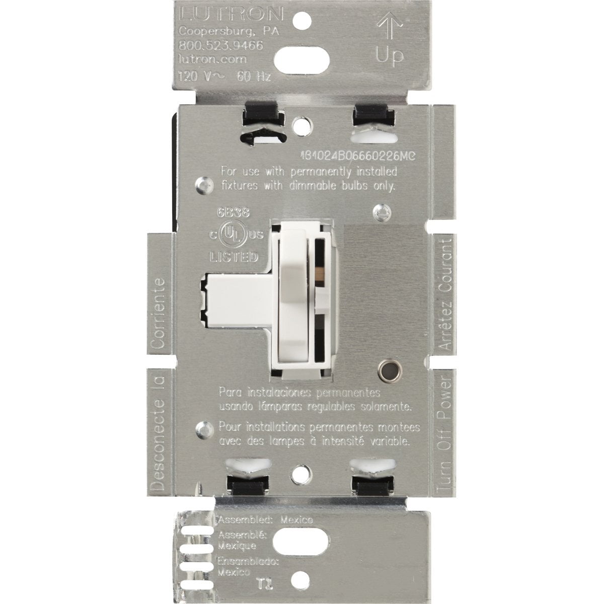 Lutron AYLV-600P-WH 600-Watt Toggler Low Voltage Single-Pole Dimmer