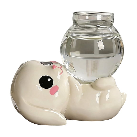 Bfogop Desktop Glass Planter Vase Holder,Creative Ceramic Rabbit Shape Vase for Hydroponic Plants,Planters Clear Hydroponic Vase, Table Decor