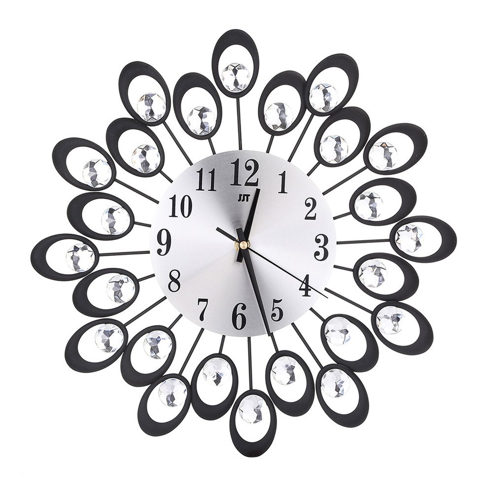 European Style Wrought Iron Wall Clock Diamante Quartz Silent Wrought Iron Wall Clock Diamante Quartz
