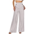 thumbnail image 3 of Gytharion Women's High Waist Striped Wide Leg Pants Double Breasted Draped Floor Length Casual Pants with Pockets Loose Palazzo Trousers, 3 of 7