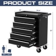 thumbnail image 6 of 5-Drawer Tool Chest,Rolling Tool Cart with Wheels,High Capacity Tool Cabinet with Locking System for Garage, Warehouse, Workshop-Black, 6 of 7
