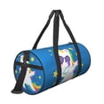 thumbnail image 3 of Xecao Cool Unicorn Star Golden print Round Travel Duffel Bag is a foldable gym bag with an inner pocket, perfect for travel sports, 3 of 8