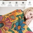 thumbnail image 3 of Retro 70s flannel blanket mushroom blanket, cute rural flower hippie retro abstract ultra soft blanket bed, living room sofa ultra soft high-end warm blanket Multiple sizes&nbsp;, 3 of 6