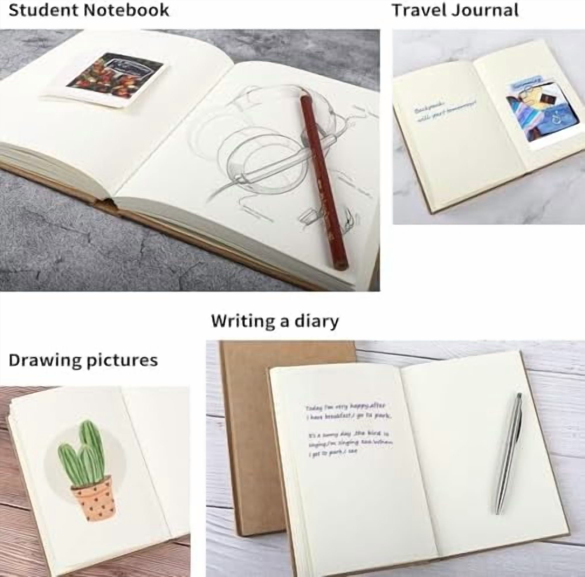 Tekola 3pcs Blank Notebook, A5 Hardcover Sketchbook 120 Sheets 240 Pages Unlined Notebook, 100gsm Paper, 5.6 x 8.2in, Journal for Drawing, Art, Travelers Gifts, Students and Office Supplies