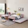 thumbnail image 7 of SYNAGR Twin Bunk Beds with Safety Guardrail & Flat Ladder, Convertible Trundle Metal Bunk Bed Frame, Teens Bed for Dorm/Guest Room, Space-Saving Pink Frame, No Box Spring Required, 7 of 7
