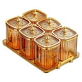 thumbnail image 2 of WeiLaiKeQi Divided Nut Jars Set with Tray Snack Candy Jars for Wedding Dining Room Home Amber, 2 of 9