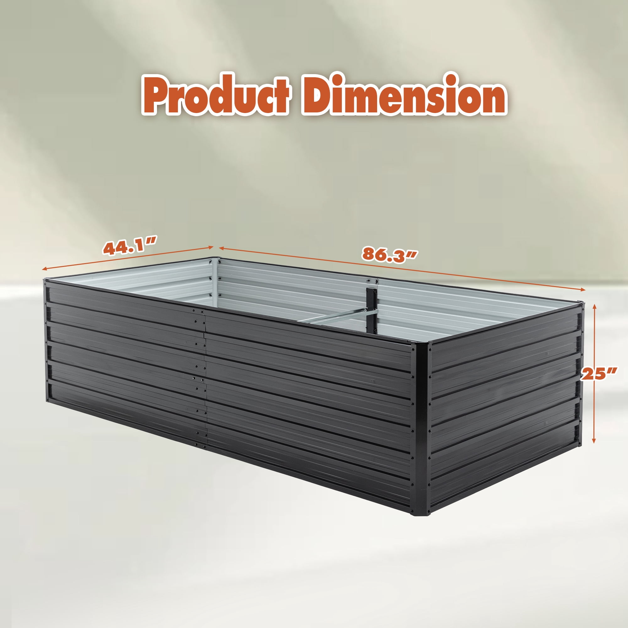 2 Pack 8x4x2ft Metal Galvanized Raised Garden Bed,Galvanized Planter Boxes Set or Vegetables Flowers Ground Planter Box,Black