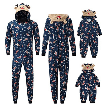

Christmas Pajamas for Family 2022 Matching Set Hoodie Pajama Reindeer Jumpsuit Romper Holiday Pjs Hooded Sleepwear