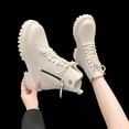 thumbnail image 6 of White Ladies Lace Up Boots Round Toe Low Heel Design For Casual Style, 6 of 9