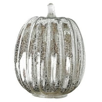 Starry Night Glass Pumpkins - Illuminated LED Fall Decor with Auto Timer - Sparkling Halloween & Thanksgiving Centerpiece for Bedroom, Mantel, or Entryway