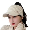 thumbnail image 2 of Eoperou Autumn Winter Knitting Baseball Hat Women Empty Top Extended Brim Knitting Hat Outdoor Sports Golf Ponytail Hat, 2 of 8
