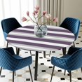 thumbnail image 3 of Purple Grey Stripe Round Fitted Tablecloth with Elastic Edge, Waterproof Table Cloth Table Cover for 55"-60" Tables, Farmhouse Modern Art Striped Tablecloths for Dining Picnic Indoor Outdoor, 3 of 9