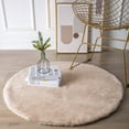 thumbnail image 2 of Soft Fluffy Faux Rabbit Fur Area Rugs, Indoor Decor Mat, 3 x 3 Feet, Round Beige, 1 Pack, 2 of 5