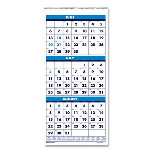 Recycled Three-Month Format Wall Calendar, Vertical Orientation, 8 x 17,  White Sheets, 14-Month (June to July): 2022 to 2023 | Bundle of 10 Each -  Walmart.com