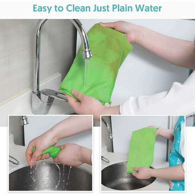 SUGARDAY Microfiber Cleaning Cloths 10 Pack - Reusable Cleaning Rags Towel  for Glass Kitchen Polish Housekeeping