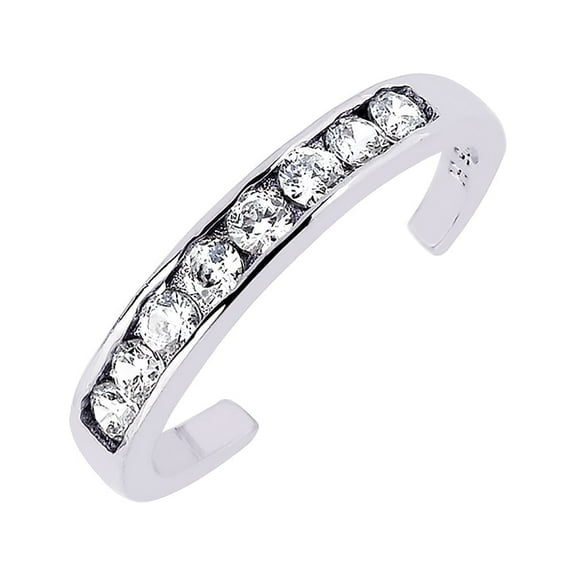 Ritastephens Sterling Silver Channel Set Cubic Zirconia Toe Ring, 925 Sterling, Gift Box