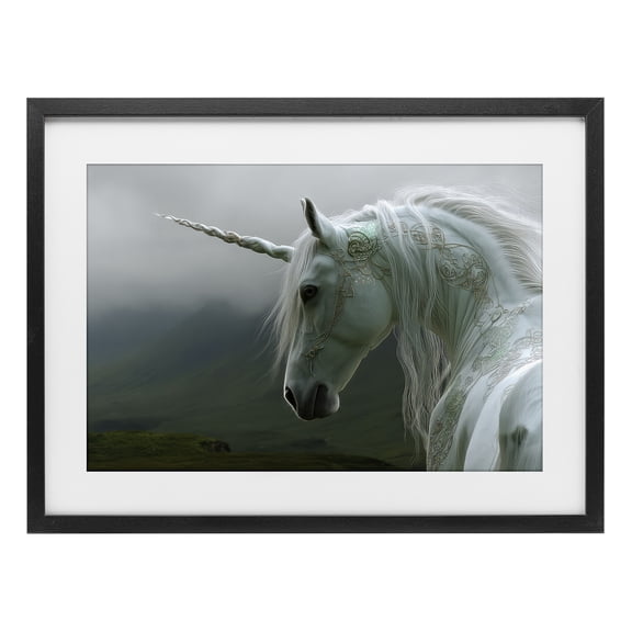 Stupell Industries Eclectic Dreamy Celtic Unicorn Black Framed Print Under Glass, 20 x 14, by The Wands Want