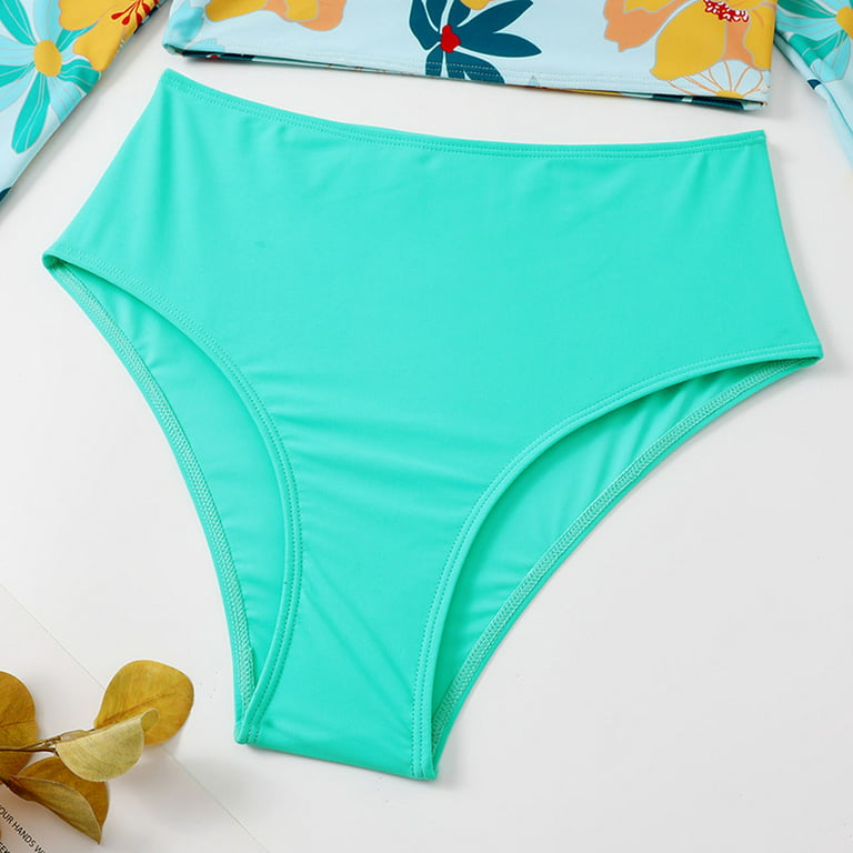JDEFEG Swimsuits for Bikini 2Pcs Bikini Set Long Sleeve Floral