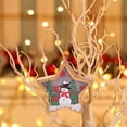 thumbnail image 1 of Adorno de estrella LED con luces cálidas - Colgante de madera de Papá Noel y muñeco de nieve - Decoración del árbol de Navidad de 4,13 pulgadas, 1 of 7
