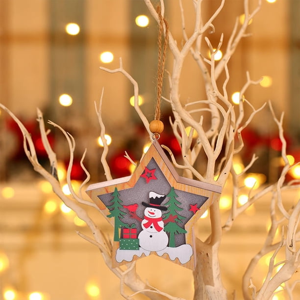 Xihbxyly Oferta Por Tiempo Limitado Adornos Navideños Colgante de Árbol de Navidad con Luz Led Que Emite Luz Colgante de Luz Nocturna con Forma de Papá Noel, Muñeco de Nieve y Ciervo