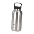 thumbnail image 1 of Botella de agua para perros aislada con 2 tazones desmontables, durabilidad, versátil, contenedor de viaje de comida para perros portátiles de fugas Plata, 1 of 8