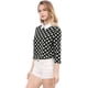 thumbnail image 2 of Disfraz de Halloween mujer Allegra K Polka Dots Contraste Peter Pan Collar Top 3/4 Mangas Blusa Negro M, 2 of 6