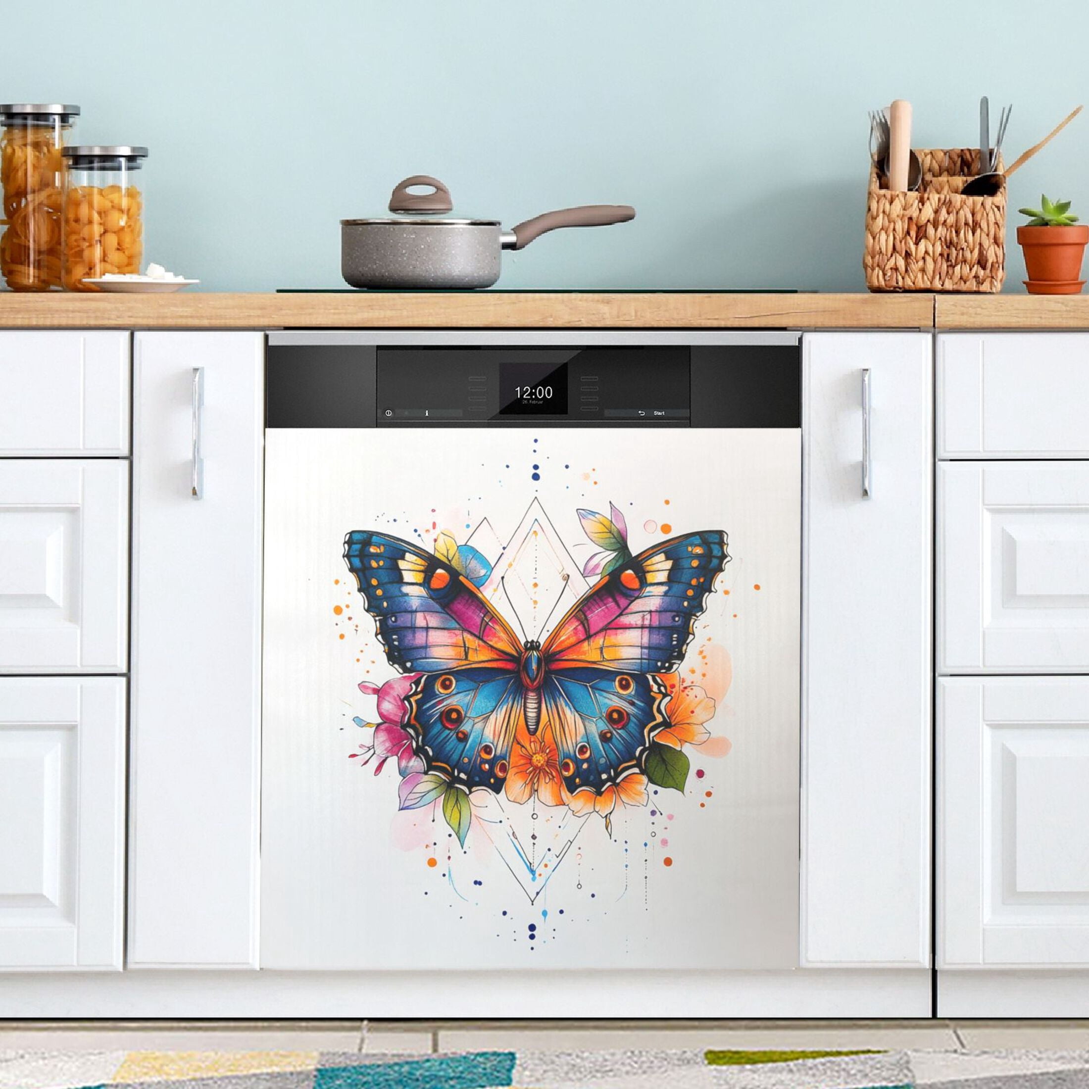 Dishwasher Magnetic Sticker 23x26 Inch Refrigerator Magnetic Sticker Washing Machine Magnetic Sticker Kitchen Panel Magnetic Sticker Home Decor Beautiful Colored Butterflies