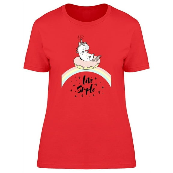 Live Simple Cute Unicorn Doodle T-Shirt Women -Image by Shutterstock, Female XX-Large