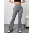thumbnail image 3 of DENTOYOU Womens Crossover Yoga Pants High Waisted Flare Leggings Tummy Control Bootcut Workout Pants Casual Athletic Leggings Light Grey XL, 3 of 8