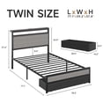 thumbnail image 5 of Twin Bed Frame with Storage Headboard & Drawer, Charging Station & LED Light, No Box Spring Needed, Noise Free, Easy Assembly, Rustic Grey, 5 of 7