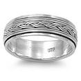 thumbnail image 1 of Spinner Weave Mesh Rope Chain Wide Ring Sterling Silver Band 925 Jewelry Female Male Unisex Size 13, 1 of 4