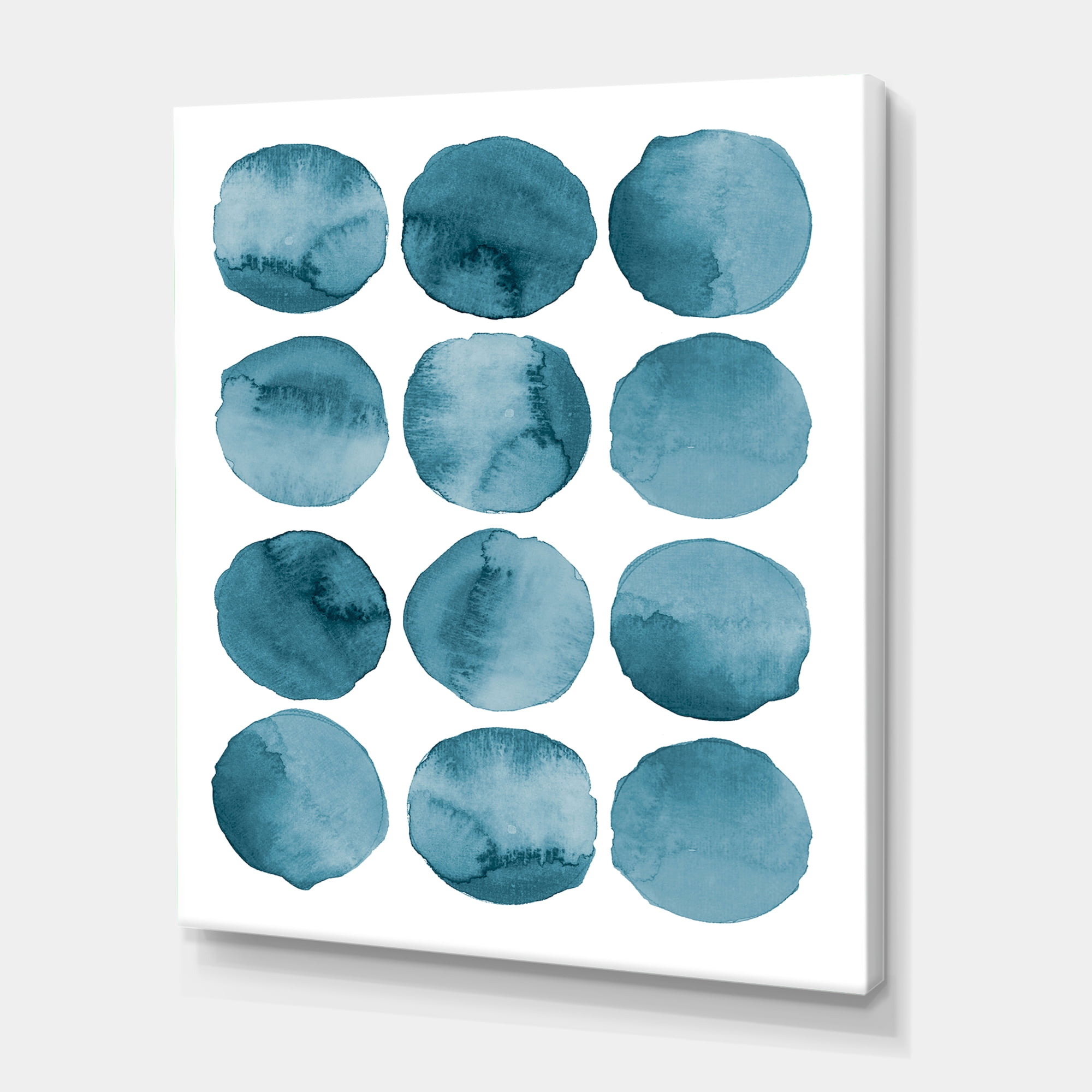 Designart ' Blue Aquamarine Circles Geometric Elements ' Modern Canvas Wall Art Print