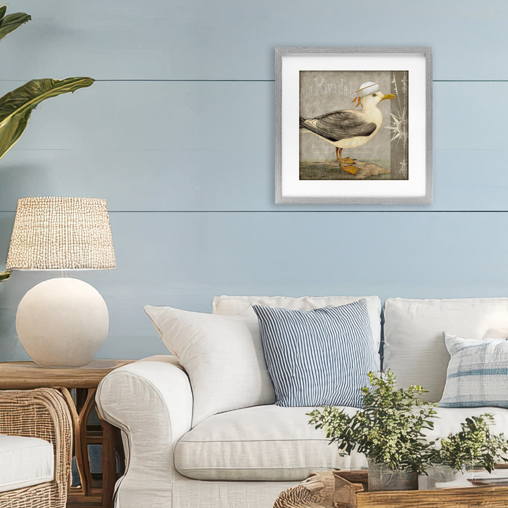 Stupell Industries Rustic Little Seagull Gray Framed Print Under Glass, design by Suzanne Nicoll