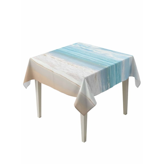 Blue Ocean Table Cloth, Coastal Sea Beach Shore Sky Waves Scenery Waterproof Tablecloth for Square Tables, Reusable Washable Fabric Table Cover for Restaurant Kitchen Dining Tables 60"x60"