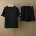 thumbnail image 4 of TIMIFIS Ensemble Court pour Hommes Noir Tenue 2 Pcs Survêtement Manches Courtes Mode Décontractée Boutons Imprimé Plage Col Rabattu Ensemble Manches Courtes - Automne, 4 of 4