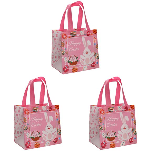 Clearance Easter Bags with Handles, Large Reusable Non-Woven Easter Bags for Kids Egg Hunt and Party Favors - A